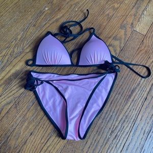 Pink and black bikini!